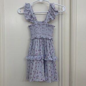 Posh Peanut Smocked Sleeveless Bamboo Purple Twirl Floral  Dress Toddler Girl 2T
